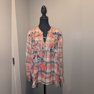 Johnny Was Multicolor Embroidered Blouse